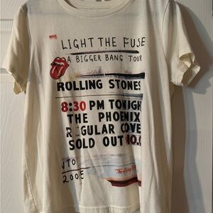 Lucky Brand Rolling Stones Graphic Tee - Cream with Gray Print Medium